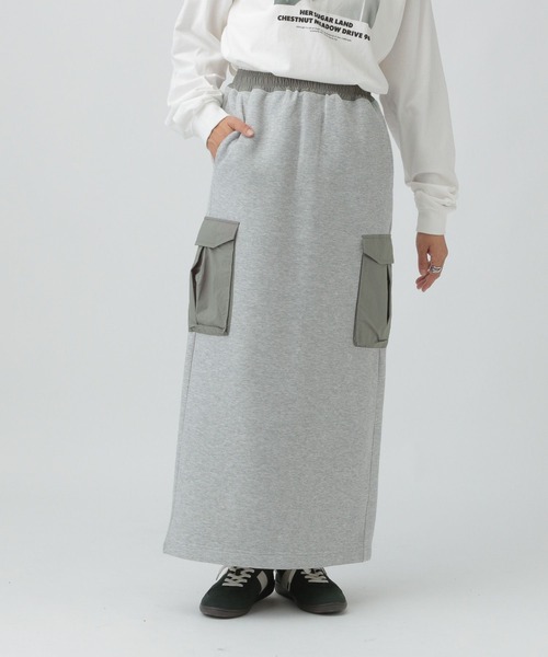 LEPSIM（レプシィム）の「パフエア異素材ナロースカート　576757（スカート・レディース・ブラウン/グレー/チャコールグレー・FREE）」の4枚目の写真
