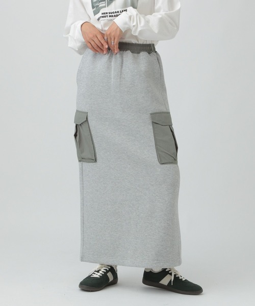 LEPSIM（レプシィム）の「パフエア異素材ナロースカート　576757（スカート・レディース・ブラウン/グレー/チャコールグレー・FREE）」の5枚目の写真