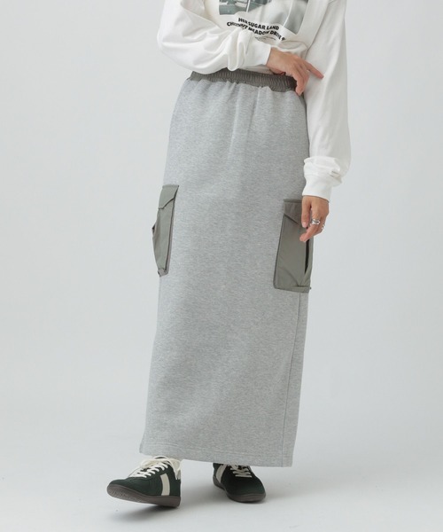 LEPSIM（レプシィム）の「パフエア異素材ナロースカート　576757（スカート・レディース・ブラウン/グレー/チャコールグレー・FREE）」の6枚目の写真