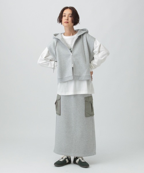 LEPSIM（レプシィム）の「パフエア異素材ナロースカート　576757（スカート・レディース・ブラウン/グレー/チャコールグレー・FREE）」の7枚目の写真