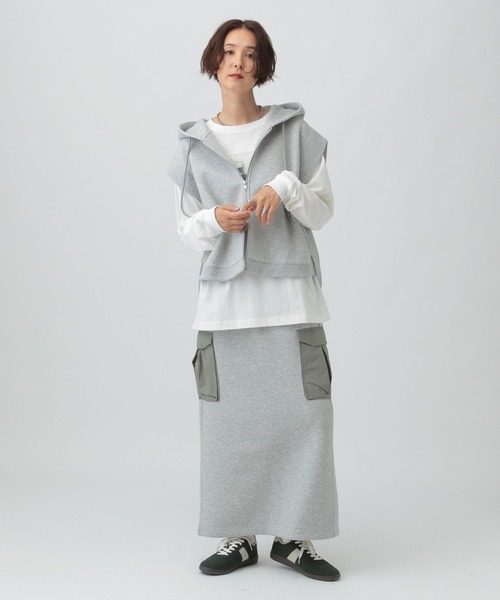 LEPSIM（レプシィム）の「パフエア異素材ナロースカート　576757（スカート・レディース・ブラウン/グレー/チャコールグレー・FREE）」の8枚目の写真