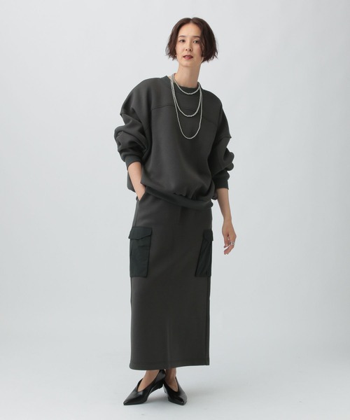 LEPSIM（レプシィム）の「パフエア異素材ナロースカート　576757（スカート・レディース・ブラウン/グレー/チャコールグレー・FREE）」の13枚目の写真