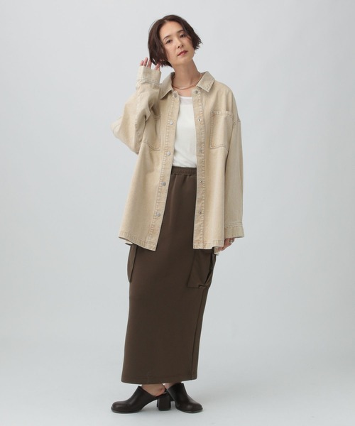 LEPSIM（レプシィム）の「パフエア異素材ナロースカート　576757（スカート・レディース・ブラウン/グレー/チャコールグレー・FREE）」の19枚目の写真