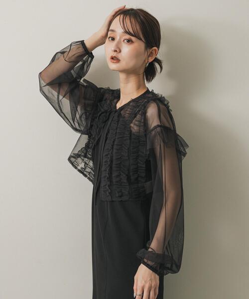 【BLACK】2Pチュールボレロセットキャミワンピース SENSE OF PLACE by URBAN RESEARCH ワンピース 2Pチュールボレロセット