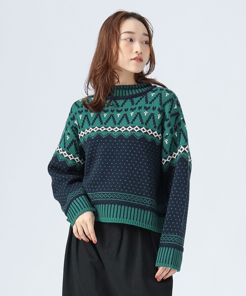 BEAMS HEART(ビームスハート)の「ヴィンテージ ジャカード ニット(ニット/セーター・レディース・オフホワイト/ブラック/ネイビー・FREE)」の21枚目の写真