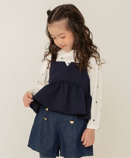 apres les cours（アプレレクール）の「【WEB限定/リンク】ハートキルトビスチェ&総柄インナー2Pセット_ジュニア対応（Tシャツ/カットソー・キッズ・ラベンダー/ネイビー・90/80/100/110/120/130/140）」の2枚目の写真