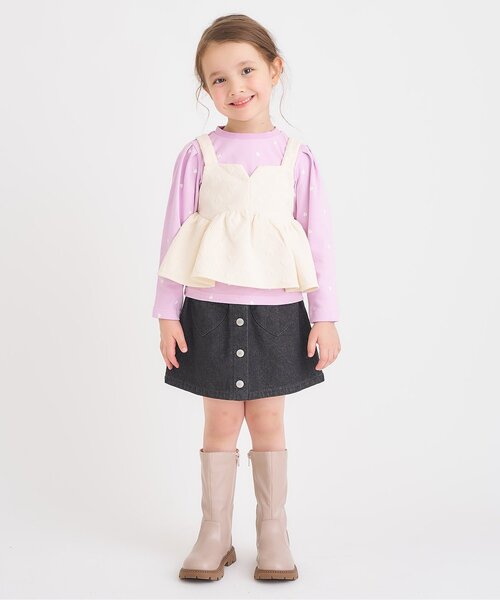 apres les cours（アプレレクール）の「【WEB限定/リンク】ハートキルトビスチェ&総柄インナー2Pセット_ジュニア対応（Tシャツ/カットソー・キッズ・ラベンダー/ネイビー・90/80/100/110/120/130/140）」の3枚目の写真