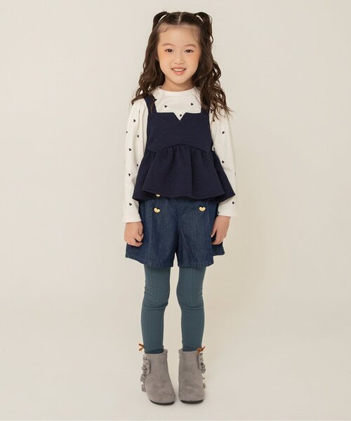 apres les cours（アプレレクール）の「【WEB限定/リンク】ハートキルトビスチェ&総柄インナー2Pセット_ジュニア対応（Tシャツ/カットソー・キッズ・ラベンダー/ネイビー・90/80/100/110/120/130/140）」の5枚目の写真