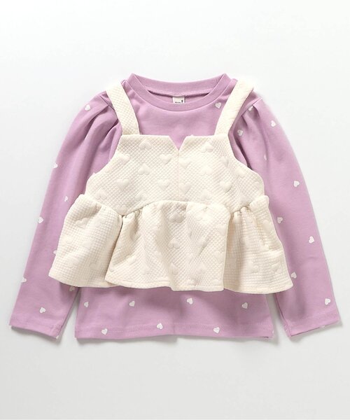 apres les cours（アプレレクール）の「【WEB限定/リンク】ハートキルトビスチェ&総柄インナー2Pセット_ジュニア対応（Tシャツ/カットソー・キッズ・ラベンダー/ネイビー・90/80/100/110/120/130/140）」の10枚目の写真