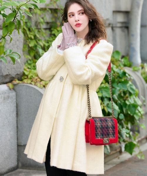 チェスティ　新品　モヘアビジューコート　ブラック セール】モヘアビジューコート（ノーカラーコート）｜Chesty（チェス
