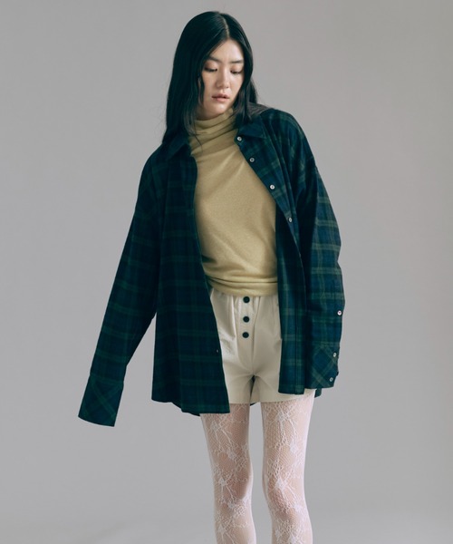 EN NEUME（エンノイム）の「Checked Flannel Over Shirt（シャツ/ブラウス・レディース・オレンジ/ネイビー/グリーン・FREE）」の2枚目の写真