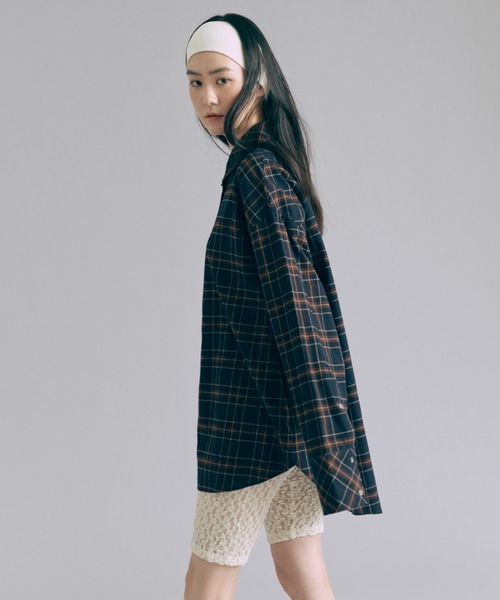 EN NEUME（エンノイム）の「Checked Flannel Over Shirt（シャツ/ブラウス・レディース・オレンジ/ネイビー/グリーン・FREE）」の8枚目の写真