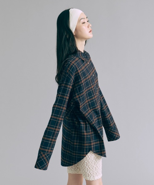 EN NEUME（エンノイム）の「Checked Flannel Over Shirt（シャツ/ブラウス・レディース・オレンジ/ネイビー/グリーン・FREE）」の7枚目の写真