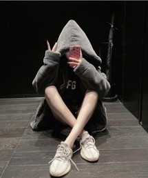 フェイクファー フードZIPパーカー