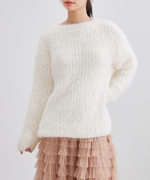Lace Ladies(レースレディース)の「ウール混 クルーネック シャギー ニット プルオーバー(ニット/セーター・レディース・ラベンダー/アイボリー・FREE)」の15枚目の写真