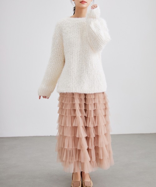 Lace Ladies(レースレディース)の「ウール混 クルーネック シャギー ニット プルオーバー(ニット/セーター・レディース・ラベンダー/アイボリー・FREE)」の16枚目の写真