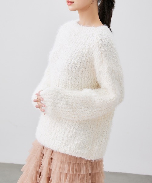 Lace Ladies(レースレディース)の「ウール混 クルーネック シャギー ニット プルオーバー(ニット/セーター・レディース・ラベンダー/アイボリー・FREE)」の19枚目の写真