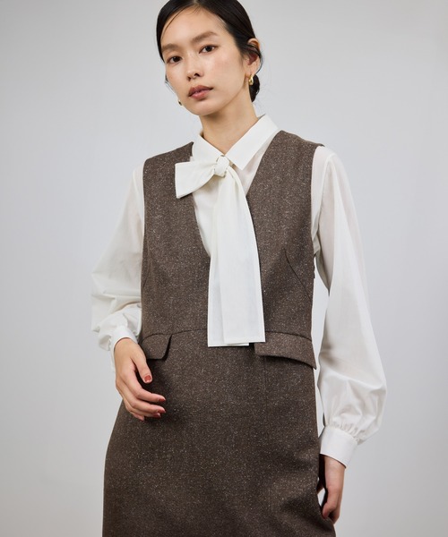 ROPE'（ロペ）の「スノーツイードジャンパースカート/イージーケア（ワンピース・レディース・ベージュ/ブラウン・FREE）」の7枚目の写真