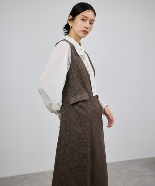 ROPE'（ロペ）の「スノーツイードジャンパースカート/イージーケア（ワンピース・レディース・ベージュ/ブラウン・FREE）」の8枚目の写真