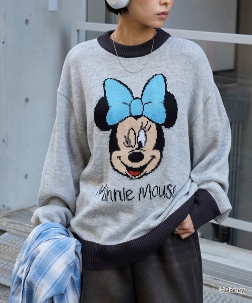 ディズニー　ミッキー＆ミニー セーター ニット Disney】別注 ミッキーマウス＆ミニーマウス / オールドグラフィック