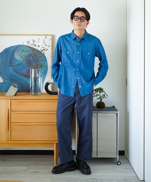 ZOZOMARKET(ゾゾマーケット)の「ZOZOMARKET by idaka - デニム ウエスタンシャツ(シャツ/ブラウス・メンズ・ブルー・マルチサイズ)」の4枚目の写真