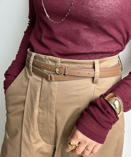 DouDou（ドゥドゥ）の「2重ロングベルト（ベルト・レディース・ブラウン/グレイッシュベージュ/ブラック・FREE）」の9枚目の写真