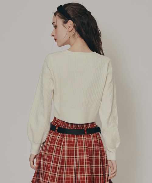 REDYAZEL（レディアゼル）の「Azelyミニケーブルニットカーディガン（カーディガン/ボレロ・レディース・ネイビー/オフホワイト/グリーン/ボルドー/イエロー/ミント・FREE）」の16枚目の写真