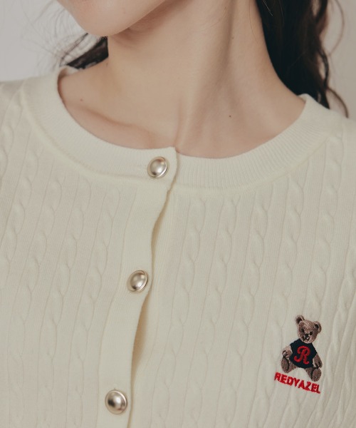 REDYAZEL（レディアゼル）の「Azelyミニケーブルニットカーディガン（カーディガン/ボレロ・レディース・ネイビー/オフホワイト/グリーン/ボルドー/イエロー/ミント・FREE）」の18枚目の写真