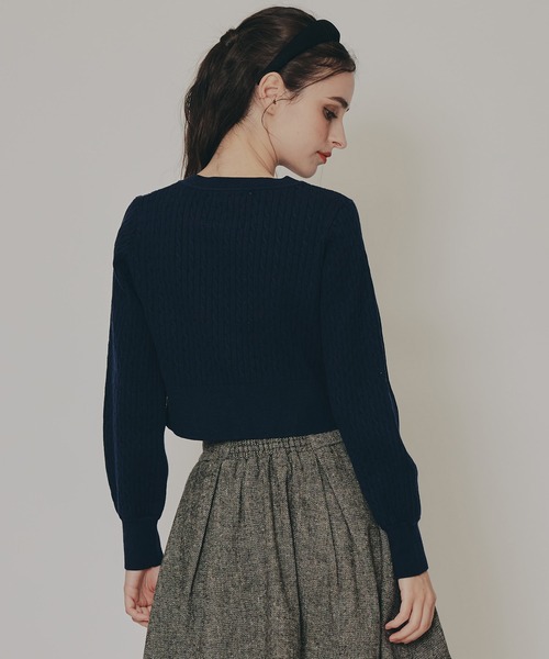 REDYAZEL（レディアゼル）の「Azelyミニケーブルニットカーディガン（カーディガン/ボレロ・レディース・ネイビー/オフホワイト/グリーン/ボルドー/イエロー/ミント・FREE）」の8枚目の写真