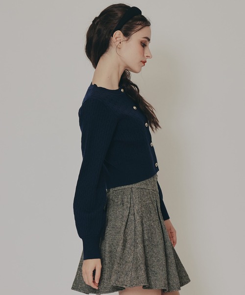 REDYAZEL（レディアゼル）の「Azelyミニケーブルニットカーディガン（カーディガン/ボレロ・レディース・ネイビー/オフホワイト/グリーン/ボルドー/イエロー/ミント・FREE）」の9枚目の写真