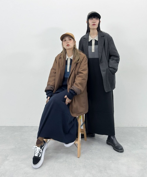 niko and...（ニコアンド）の「[MODE NORM CORE] CAツイルバッティンジャケットコート（テーラードジャケット・レディース・ネイビー/ブラウン/ブラック・FREE）」の7枚目の写真