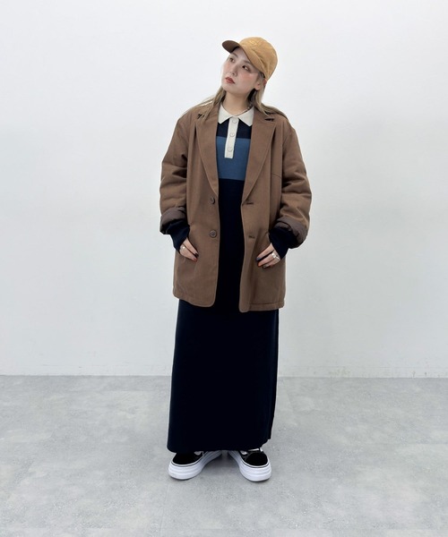 niko and...（ニコアンド）の「[MODE NORM CORE] CAツイルバッティンジャケットコート（テーラードジャケット・レディース・ネイビー/ブラウン/ブラック・FREE）」の18枚目の写真