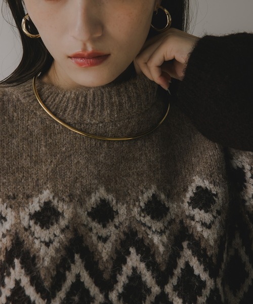 210nouve（トゥージュヌーブ）の「ノルディック柄 ルーズ シャギーニット（ニット/セーター・レディース・アイボリー/ブラウン/ネイビー/ブラウン系その他・FREE）」の7枚目の写真