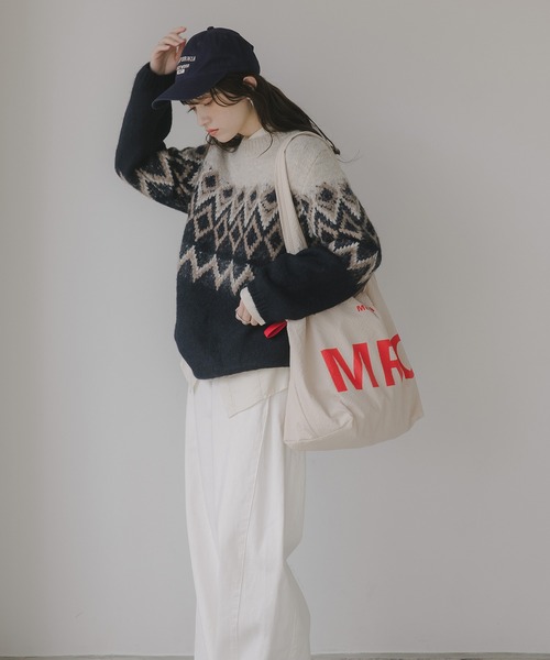 210nouve（トゥージュヌーブ）の「ノルディック柄 ルーズ シャギーニット（ニット/セーター・レディース・アイボリー/ブラウン/ネイビー/ブラウン系その他・FREE）」の16枚目の写真