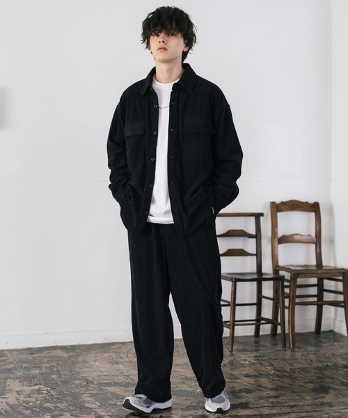 コーデュロイセットアップ CPOシャツジャケット＆イージーワイドパンツ