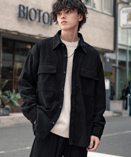 Rocky Monroe(ロッキーモンロー)の「【セットアップ】コーデュロイCPOシャツジャケット&イージーワイドパンツ(セットアップ・メンズ・ブラック/アイボリー/チャコール/ベージュ/カーキ/ブラウン/ワイン・M/XL/L)」の13枚目の写真