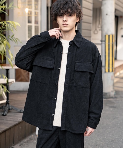 Rocky Monroe(ロッキーモンロー)の「【セットアップ】コーデュロイCPOシャツジャケット&イージーワイドパンツ(セットアップ・メンズ・ブラック/アイボリー/チャコール/ベージュ/カーキ/ブラウン/ワイン・M/XL/L)」の14枚目の写真