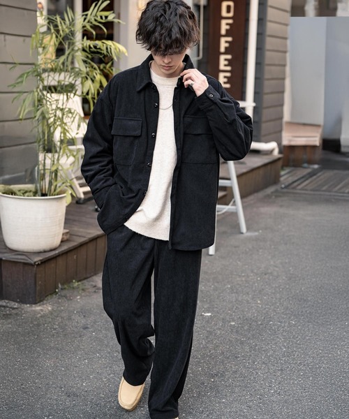 Rocky Monroe(ロッキーモンロー)の「【セットアップ】コーデュロイCPOシャツジャケット&イージーワイドパンツ(セットアップ・メンズ・ブラック/アイボリー/チャコール/ベージュ/カーキ/ブラウン/ワイン・M/XL/L)」の15枚目の写真