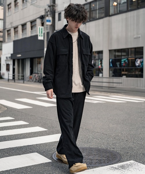 Rocky Monroe(ロッキーモンロー)の「【セットアップ】コーデュロイCPOシャツジャケット&イージーワイドパンツ(セットアップ・メンズ・ブラック/アイボリー/チャコール/ベージュ/カーキ/ブラウン/ワイン・M/XL/L)」の16枚目の写真
