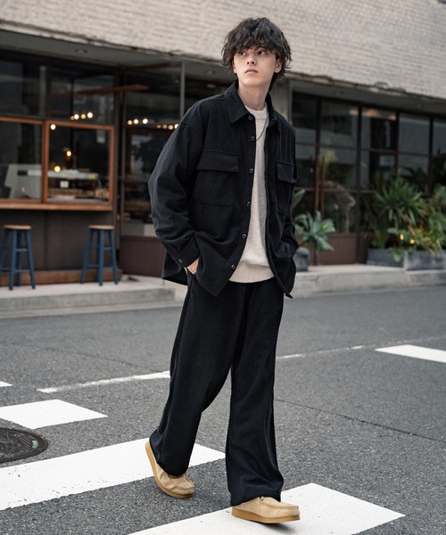 Rocky Monroe(ロッキーモンロー)の「【セットアップ】コーデュロイCPOシャツジャケット&イージーワイドパンツ(セットアップ・メンズ・ブラック/アイボリー/チャコール/ベージュ/カーキ/ブラウン/ワイン・M/XL/L)」の17枚目の写真