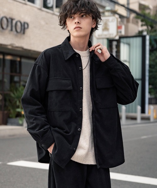 Rocky Monroe(ロッキーモンロー)の「【セットアップ】コーデュロイCPOシャツジャケット&イージーワイドパンツ(セットアップ・メンズ・ブラック/アイボリー/チャコール/ベージュ/カーキ/ブラウン/ワイン・M/XL/L)」の18枚目の写真