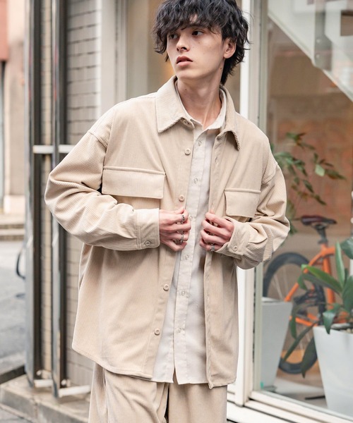 Rocky Monroe(ロッキーモンロー)の「【セットアップ】コーデュロイCPOシャツジャケット&イージーワイドパンツ(セットアップ・メンズ・ブラック/アイボリー/チャコール/ベージュ/カーキ/ブラウン/ワイン・M/XL/L)」の8枚目の写真