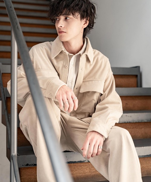 Rocky Monroe(ロッキーモンロー)の「【セットアップ】コーデュロイCPOシャツジャケット&イージーワイドパンツ(セットアップ・メンズ・ブラック/アイボリー/チャコール/ベージュ/カーキ/ブラウン/ワイン・M/XL/L)」の11枚目の写真
