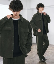 セットアップ（グリーン・カーキ/緑色系・コーデュロイ）ファッション