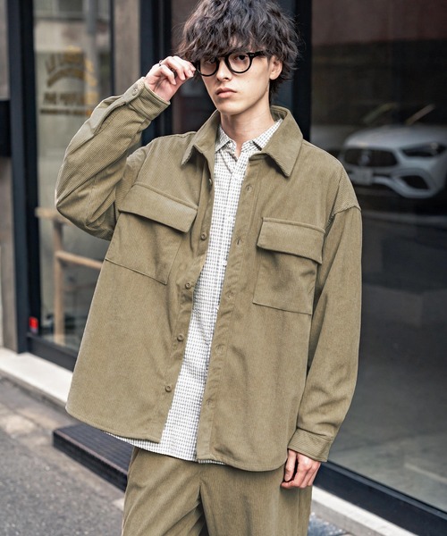 Rocky Monroe(ロッキーモンロー)の「【セットアップ】コーデュロイCPOシャツジャケット&イージーワイドパンツ(セットアップ・メンズ・ブラック/アイボリー/チャコール/ベージュ/カーキ/ブラウン/ワイン・M/XL/L)」の19枚目の写真