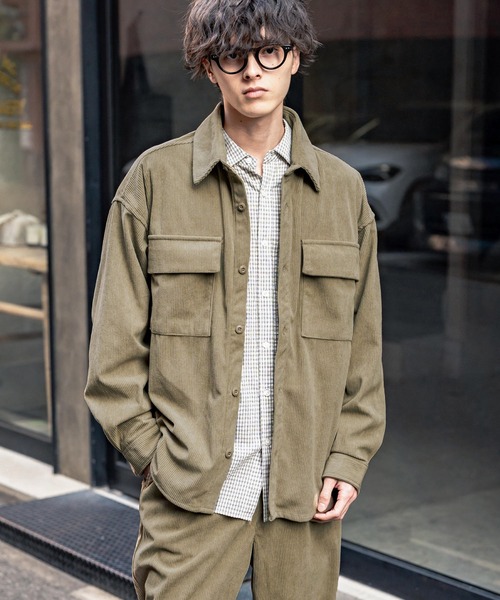 Rocky Monroe(ロッキーモンロー)の「【セットアップ】コーデュロイCPOシャツジャケット&イージーワイドパンツ(セットアップ・メンズ・ブラック/アイボリー/チャコール/ベージュ/カーキ/ブラウン/ワイン・M/XL/L)」の20枚目の写真