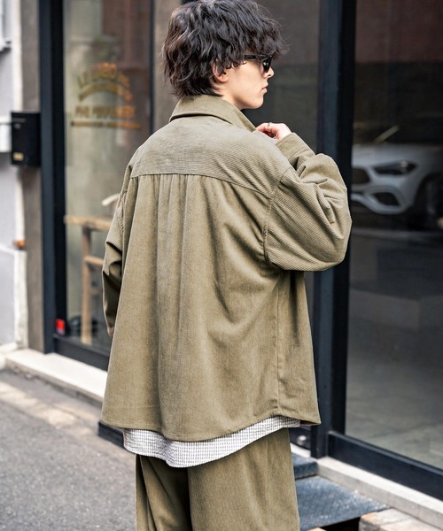 Rocky Monroe(ロッキーモンロー)の「【セットアップ】コーデュロイCPOシャツジャケット&イージーワイドパンツ(セットアップ・メンズ・ブラック/アイボリー/チャコール/ベージュ/カーキ/ブラウン/ワイン・M/XL/L)」の21枚目の写真