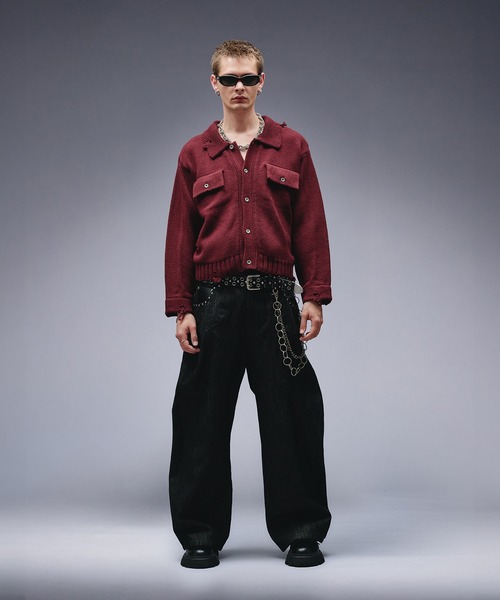 ANDER HUNK（アンダーハンク）の「Dameged W-pocket Knit Jacket / ダメージWポケットニットジャケット（ニット/セーター・メンズ・ブラウン/バーガンディー/ブラック・SMALL/MEDIUM/LARGE）」の10枚目の写真