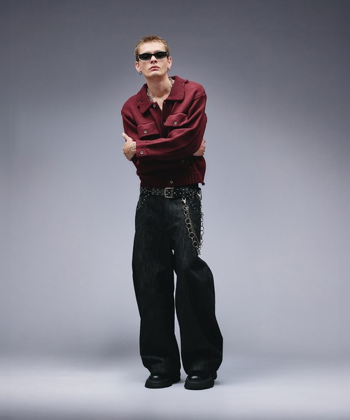 ANDER HUNK（アンダーハンク）の「Dameged W-pocket Knit Jacket / ダメージWポケットニットジャケット（ニット/セーター・メンズ・ブラウン/バーガンディー/ブラック・SMALL/MEDIUM/LARGE）」の11枚目の写真