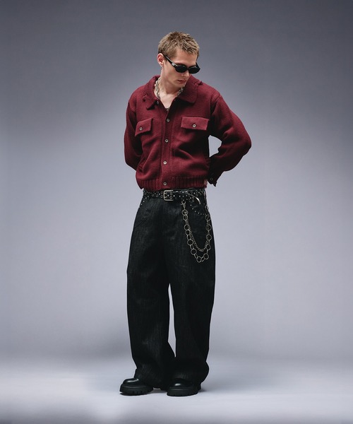 ANDER HUNK（アンダーハンク）の「Dameged W-pocket Knit Jacket / ダメージWポケットニットジャケット（ニット/セーター・メンズ・ブラウン/バーガンディー/ブラック・SMALL/MEDIUM/LARGE）」の12枚目の写真